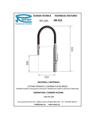 Смеситель для кухни Remer NK521