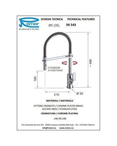 Смеситель для кухни Remer SR543