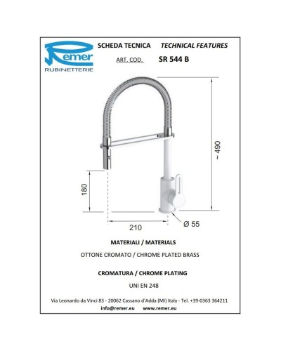 Смеситель для кухни Remer SR544B