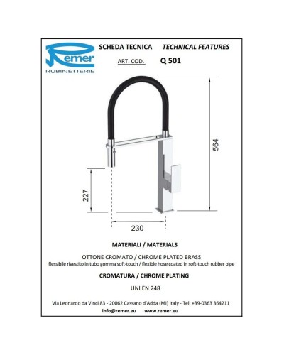 Смеситель для кухни Remer Q501