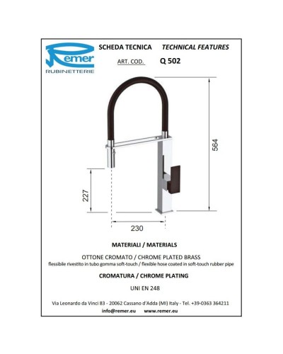 Смеситель для кухни Remer Q502