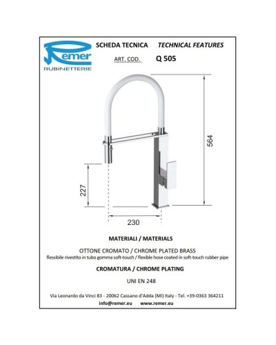 Смеситель для кухни Remer Q505