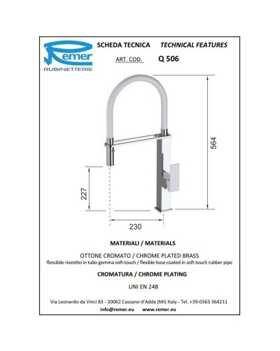 Смеситель для кухни Remer Q506