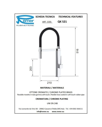Смеситель для кухни Remer QK521