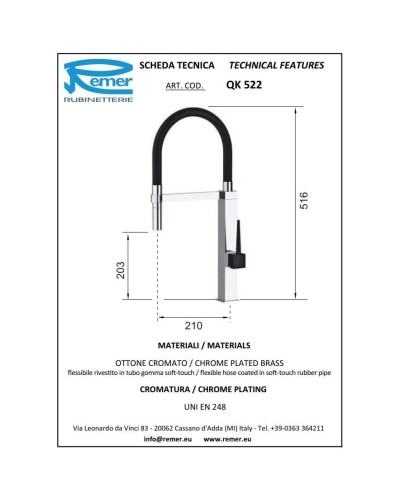 Смеситель для кухни Remer QK522