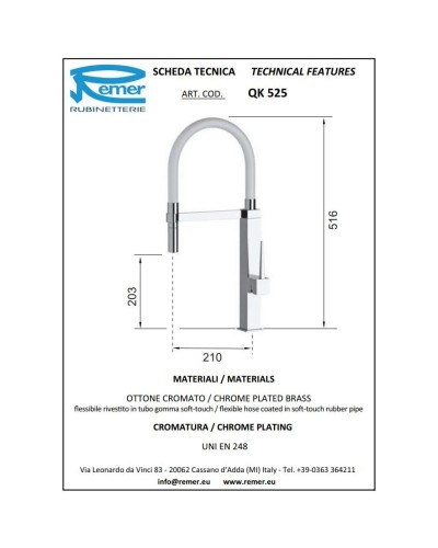 Смеситель для кухни Remer QK525