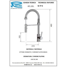 Смеситель для кухни Remer Vanity N77E