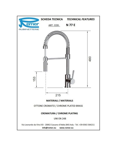 Смеситель для кухни Remer Vanity N77E