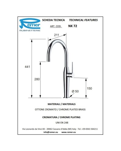 Смеситель для кухни Remer NK72