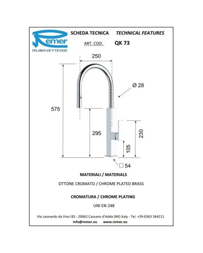 Смеситель для кухни Remer QK73