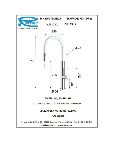 Смеситель для кухни Remer NK73B