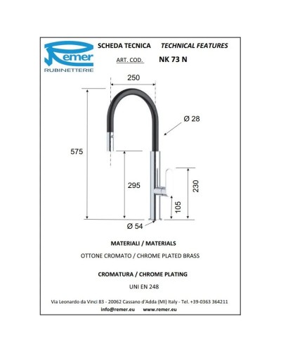 Смеситель для кухни Remer NK73N