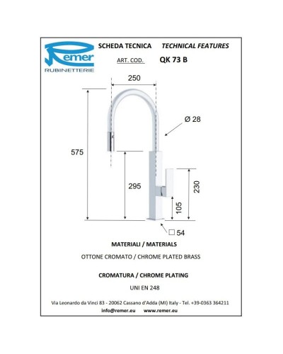 Смеситель для кухни Remer QK73B