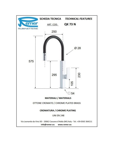 Смеситель для кухни Remer QK73N