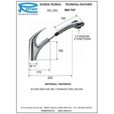 Смеситель для кухни Remer 304 INOX 304T47