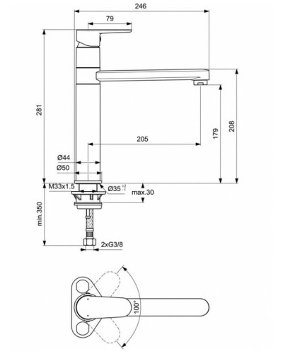 Смеситель для кухни Ideal Standard Cerafine Model O BC501XG Черный шелк