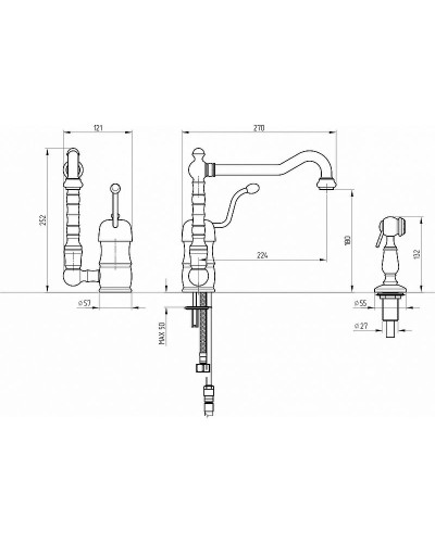 Смеситель для кухни Migliore Queen Nostalgia 18250 Хром