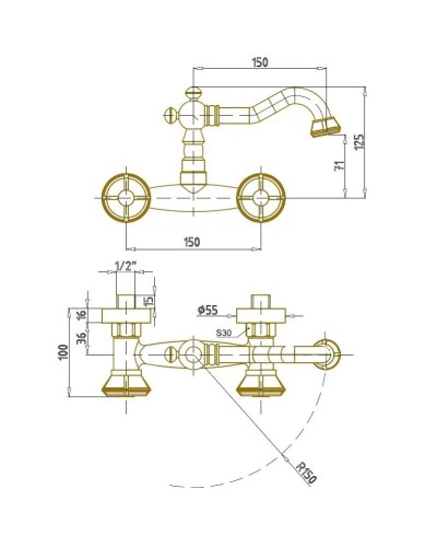 Смеситель для кухни Bronze De Luxe Royal 10116