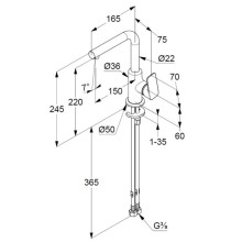 Смеситель для раковины без донного клапана Kludi Pure&Style 400240575