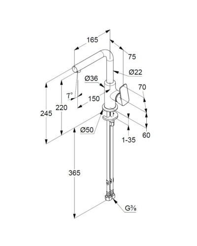 Смеситель для раковины без донного клапана Kludi Pure&Style 400240575