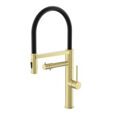 Смеситель для кухни с гибким изливом и подключением фильтра WONZON & WOGHAND, Брашированное золото (WW-88458007-BG)