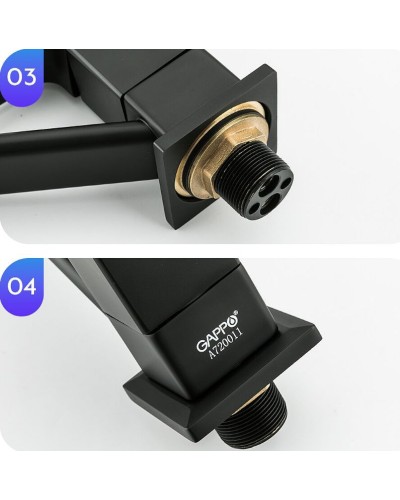 Смеситель для кухни Gappo G17-6 G4517-6 Черный матовый