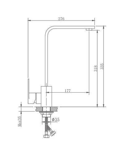 Смеситель для кухни Haiba HB70807 Нержавеющая сталь