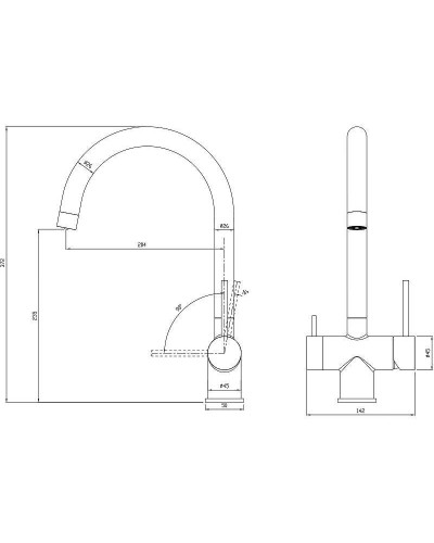 Смеситель для кухни Milacio Ultra MCU.554.SS Нержавеющая сталь