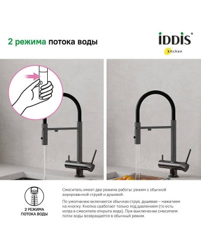 Смеситель для кухни Iddis Ace ACEGMFFi05 Графит