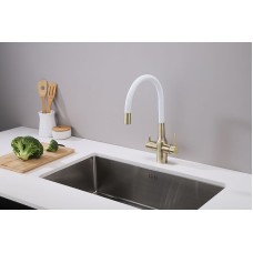 Смеситель для кухни Paulmark Salix Sa213419-BRw Бронза Белый