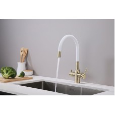 Смеситель для кухни Paulmark Salix Sa213419-BRw Бронза Белый