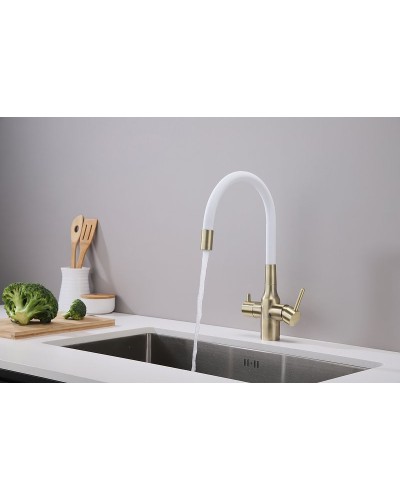 Смеситель для кухни Paulmark Salix Sa213419-BRw Бронза Белый