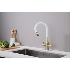 Смеситель для кухни Paulmark Salix Sa213419-BRw Бронза Белый