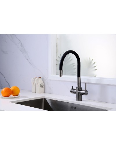 Смеситель для кухни Paulmark Salix Sa213419-GM Вороненая сталь