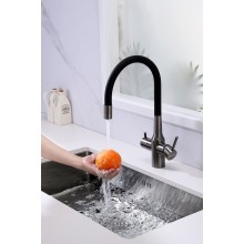 Смеситель для кухни Paulmark Salix Sa213419-GM Вороненая сталь