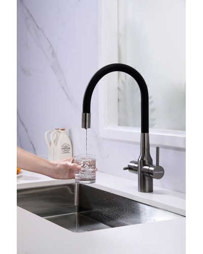 Смеситель для кухни Paulmark Salix Sa213419-GM Вороненая сталь