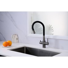 Смеситель для кухни Paulmark Salix Sa213419-GM Вороненая сталь