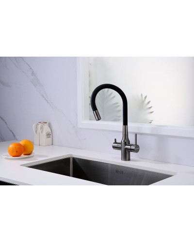 Смеситель для кухни Paulmark Salix Sa213419-GM Вороненая сталь