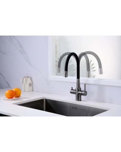 Смеситель для кухни Paulmark Salix Sa213419-GM Вороненая сталь