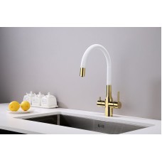 Смеситель для кухни Paulmark Salix Sa213419-Gw Золото Белый