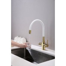 Смеситель для кухни Paulmark Salix Sa213419-Gw Золото Белый