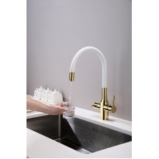 Смеситель для кухни Paulmark Salix Sa213419-Gw Золото Белый