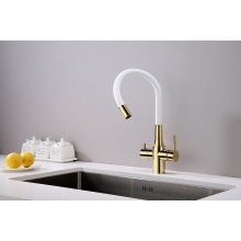 Смеситель для кухни Paulmark Salix Sa213419-Gw Золото Белый