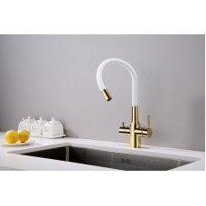 Смеситель для кухни Paulmark Salix Sa213419-Gw Золото Белый