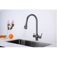 Смеситель для кухни Paulmark Lange La214212-GM Вороненая сталь