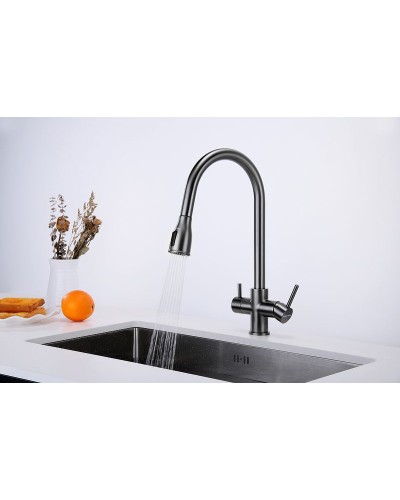 Смеситель для кухни Paulmark Lange La214212-GM Вороненая сталь