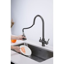 Смеситель для кухни Paulmark Lange La214212-GM Вороненая сталь