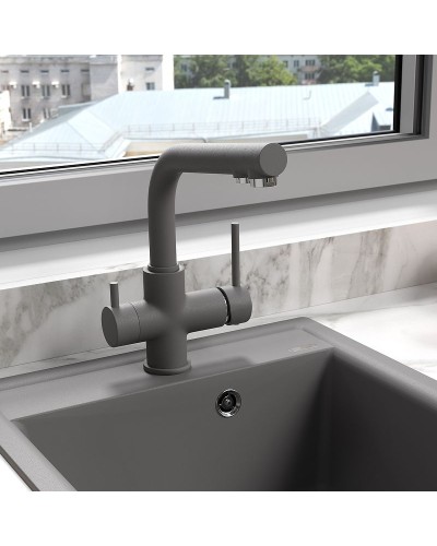 Смеситель для кухни Lemark Comfort LM3061PGS Серый шелк