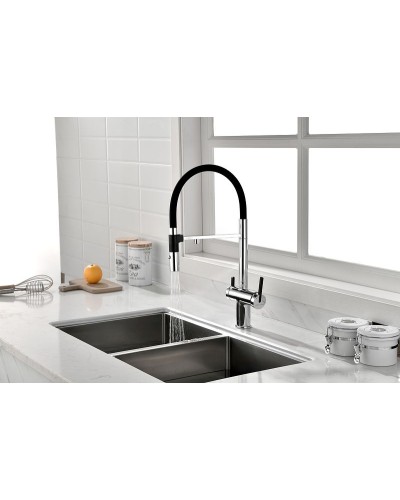 Смеситель для кухни Paulmark Gravity Gr213188-CR Хром Черный