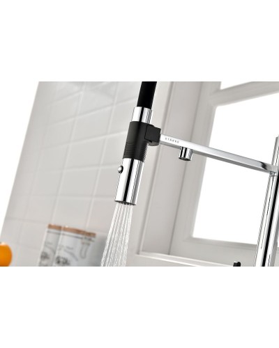 Смеситель для кухни Paulmark Gravity Gr213188-CR Хром Черный